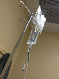 IV drip stand and bag with intralipids